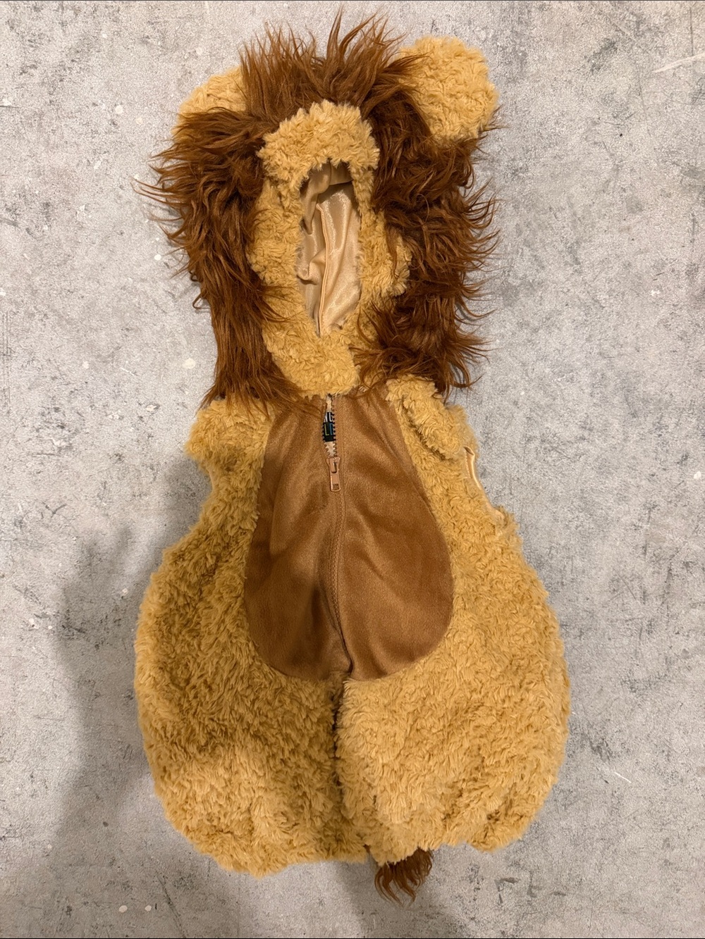 Plush Lion Hooded Costume Romper - Golden Brown